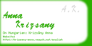 anna krizsany business card