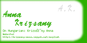 anna krizsany business card